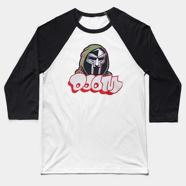 MF DOOM Mask and Logo Baseball T-Shirt by ManyMelany